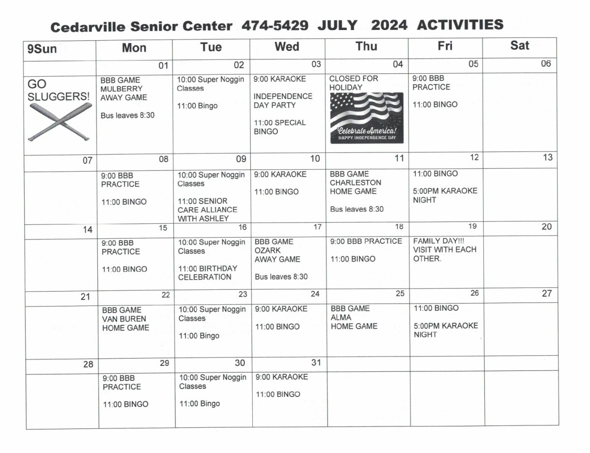 July 2024 Senior Center Activities