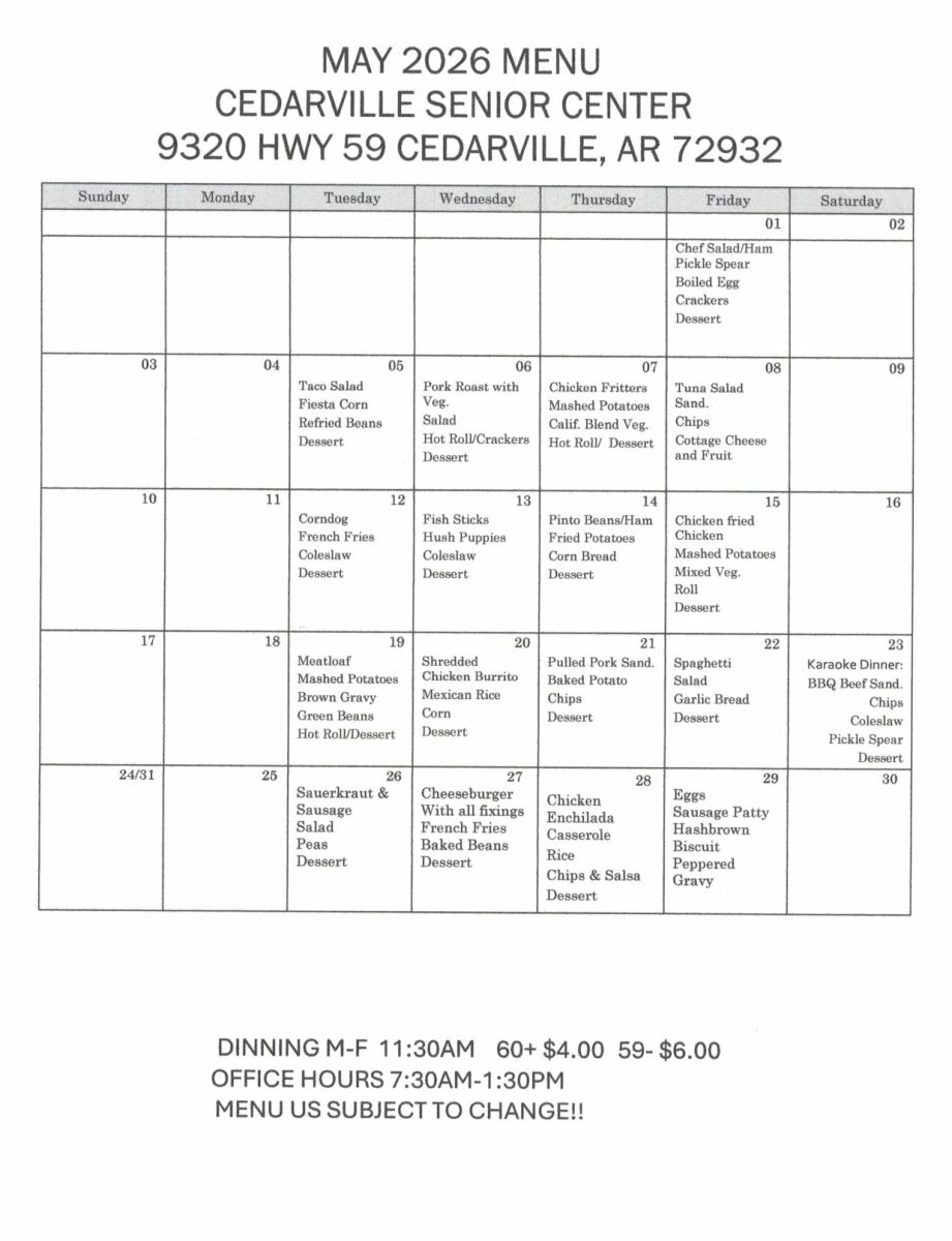 Senior Menu May 2026