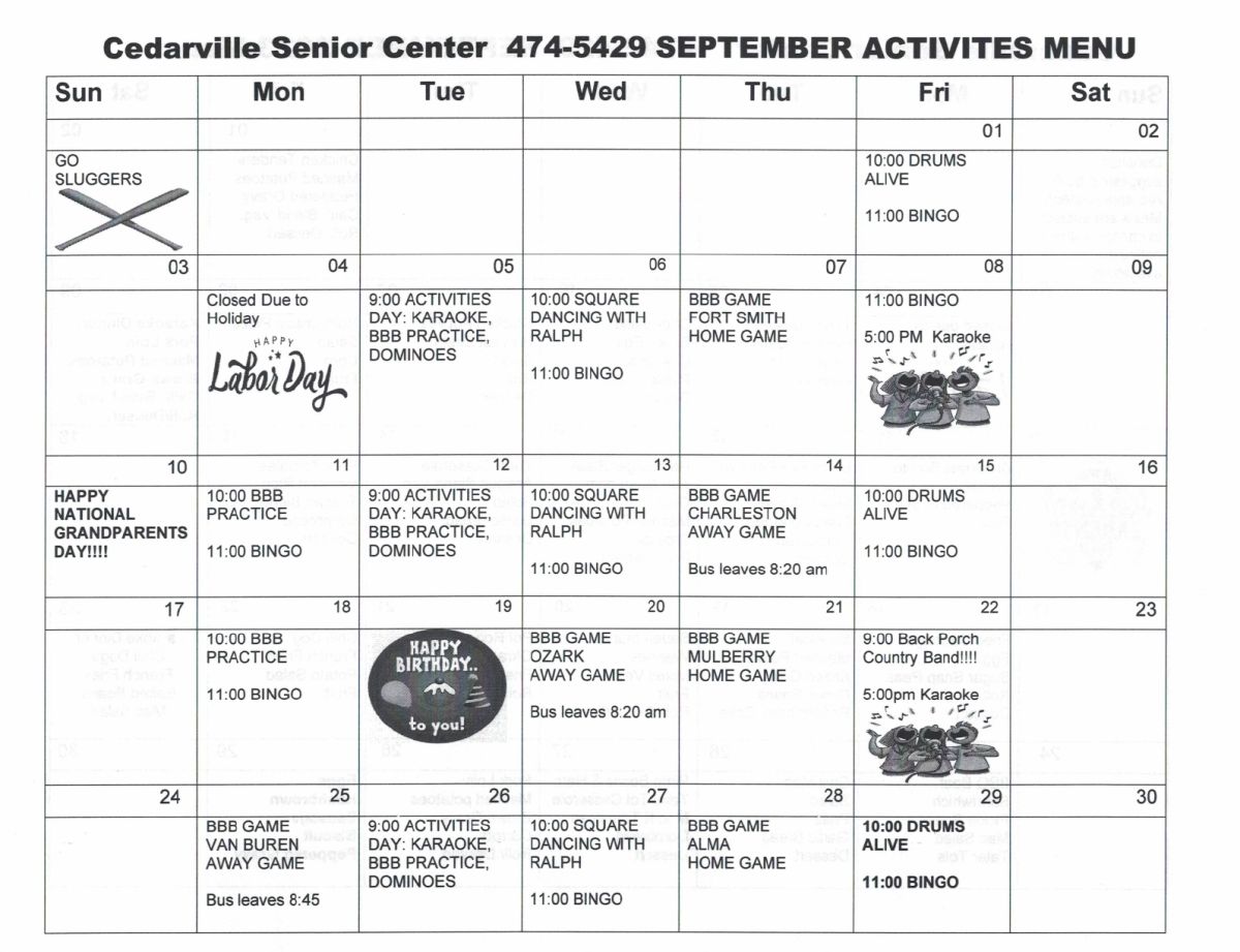 September 2023 Senior Center Activities
